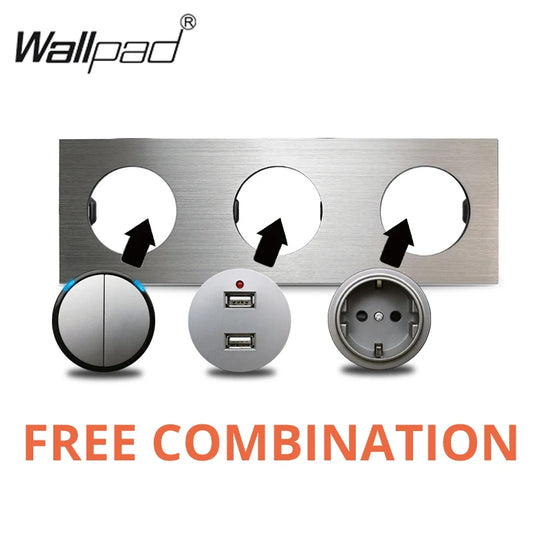 Wallpad L6 Luxe Zilveren Aluminium LED-schakelaar – 1–4 Gang, Waterheater & DP 2P