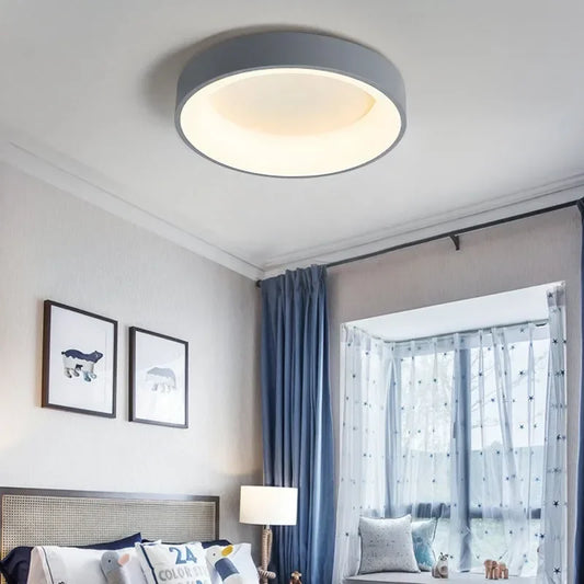Nordic moderne ronde LED plafondlamp – zwart, wit of grijs.