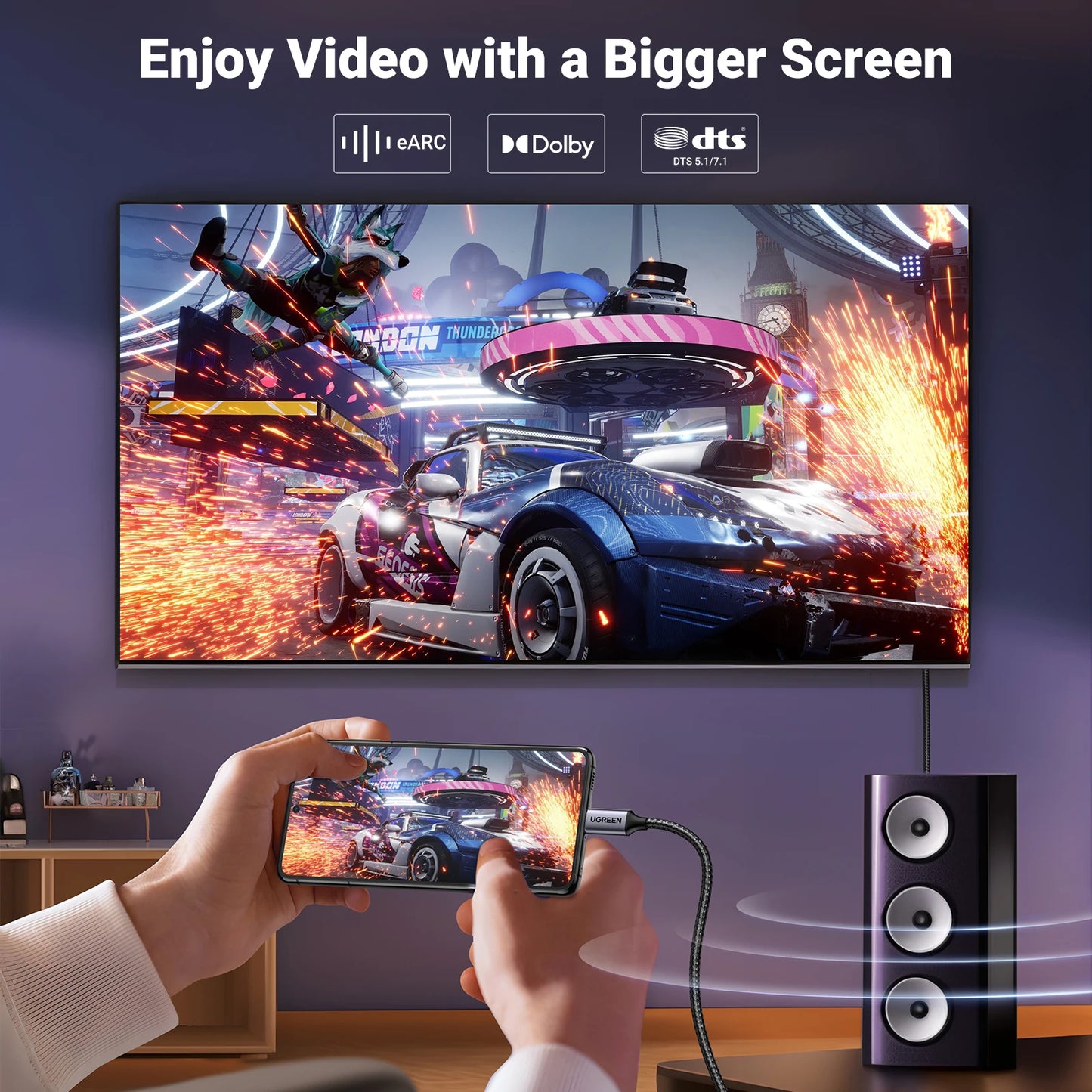 UGREEN USB-C naar 8K DisplayPort 1.4 Kabel – Thunderbolt 3/4 Compatible