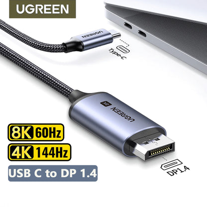 UGREEN USB-C naar 8K DisplayPort 1.4 Kabel – Thunderbolt 3/4 Compatible