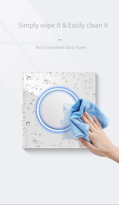 Wallpad Luxury Glass Light Switch – 1/2/3/4 Gang Round Design with LED Indicator (110–250V, 16A)