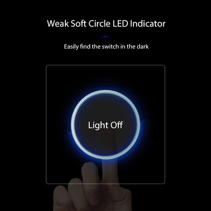 Wallpad Luxury Glass Light Switch – 1/2/3/4 Gang Round Design with LED Indicator (110–250V, 16A)