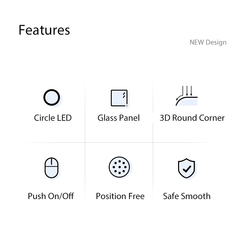 Wallpad Luxury Glass Light Switch – 1/2/3/4 Gang Round Design with LED Indicator (110–250V, 16A)