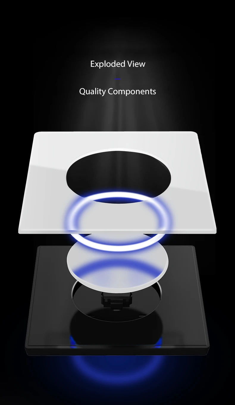 Wallpad Luxury Glass Light Switch – 1/2/3/4 Gang Round Design with LED Indicator (110–250V, 16A)