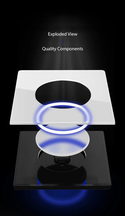 Wallpad Luxury Glass Light Switch – 1/2/3/4 Gang Round Design with LED Indicator (110–250V, 16A)