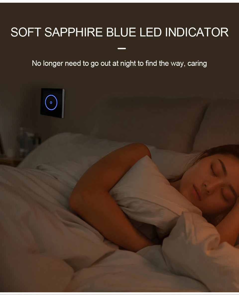 Tuya WiFi Smart Lichtschakelaar – 1/2/3-Gang Touchpaneel met App-bediening voor Alexa & Google Home