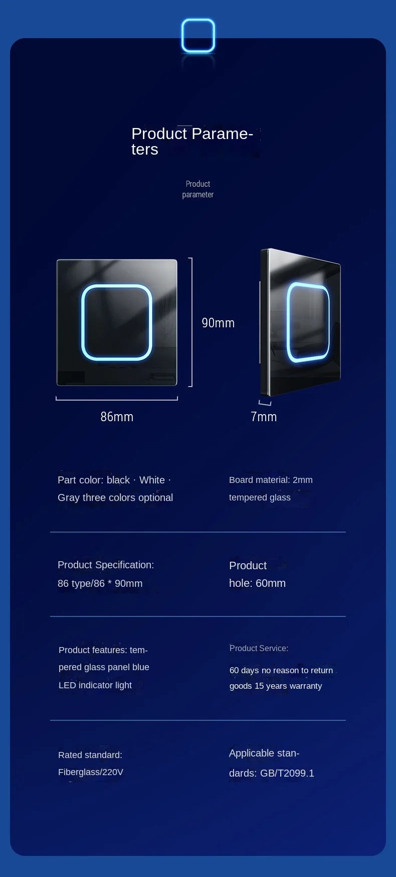 Depo Guye Glazen Lichtschakelaar – 1/2/3/4-Gang Touchpaneel met LED-indicator (110–250V)