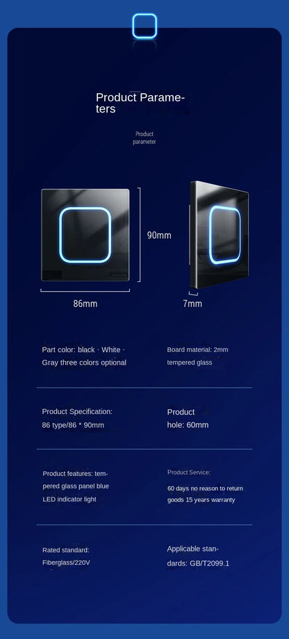 Depo Guye Glazen Lichtschakelaar – 1/2/3/4-Gang Touchpaneel met LED-indicator (110–250V)