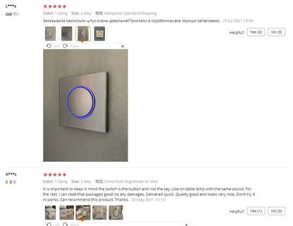 Wallpad Luxury Glass Light Switch – 1/2/3/4 Gang Round Design with LED Indicator (110–250V, 16A)