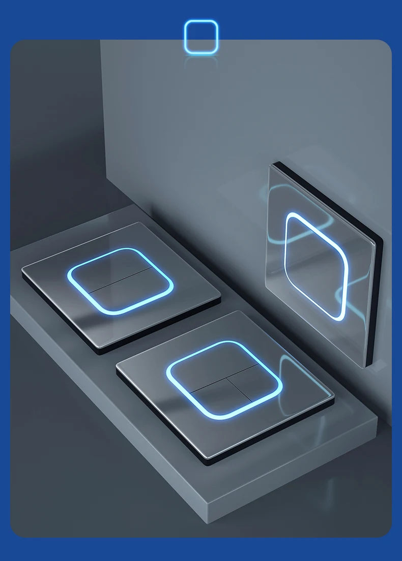 Depo Guye Glazen Lichtschakelaar – 1/2/3/4-Gang Touchpaneel met LED-indicator (110–250V)