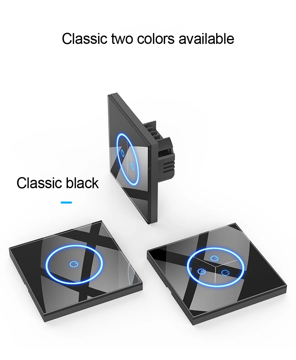 Tuya WiFi Smart Lichtschakelaar – 1/2/3-Gang Touchpaneel met App-bediening voor Alexa & Google Home