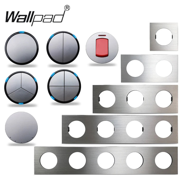 Wallpad L6 Luxe Zilveren Aluminium LED-schakelaar – 1–4 Gang, Waterheater & DP 2P