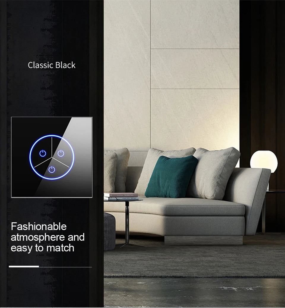 Tuya WiFi Smart Lichtschakelaar – 1/2/3-Gang Touchpaneel met App-bediening voor Alexa & Google Home