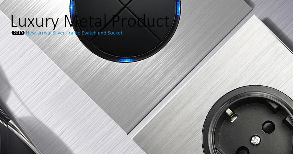 Wallpad L6 Luxe Zilveren Aluminium LED-schakelaar – 1–4 Gang, Waterheater & DP 2P