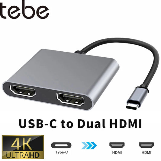 TEBE USB-C HUB Adapter – 4K HDMI Docking Station met Multiport USB-C Hub