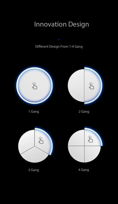 Wallpad Luxury Glass Light Switch – 1/2/3/4 Gang Round Design with LED Indicator (110–250V, 16A)
