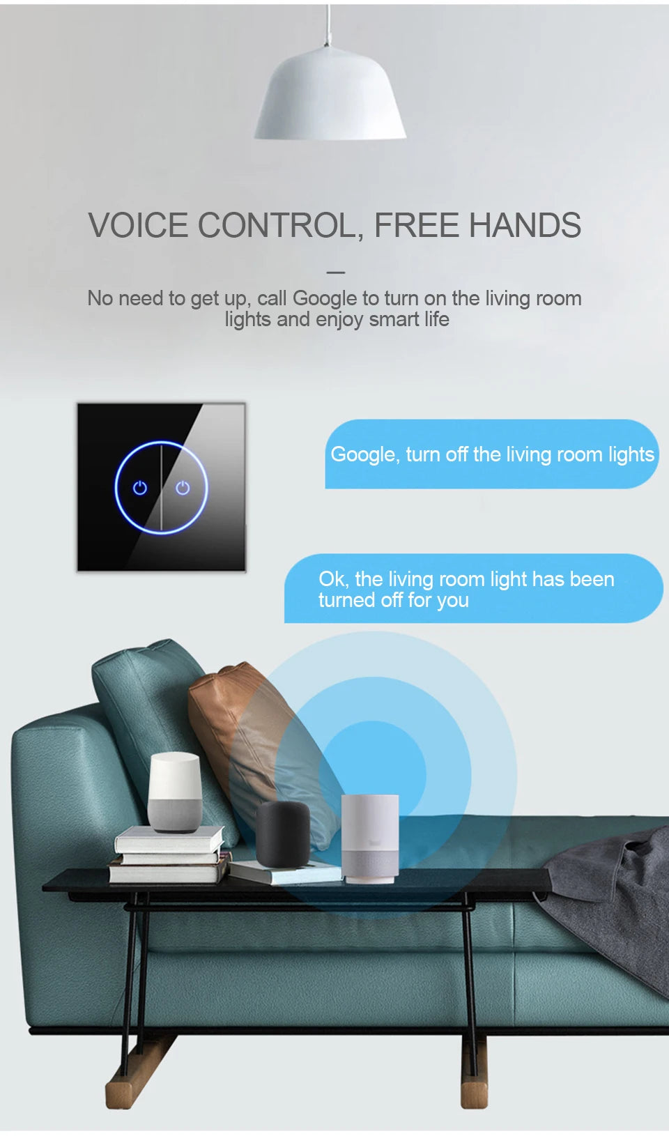 Tuya WiFi Smart Lichtschakelaar – 1/2/3-Gang Touchpaneel met App-bediening voor Alexa & Google Home