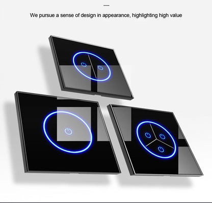 Tuya WiFi Smart Lichtschakelaar – 1/2/3-Gang Touchpaneel met App-bediening voor Alexa & Google Home