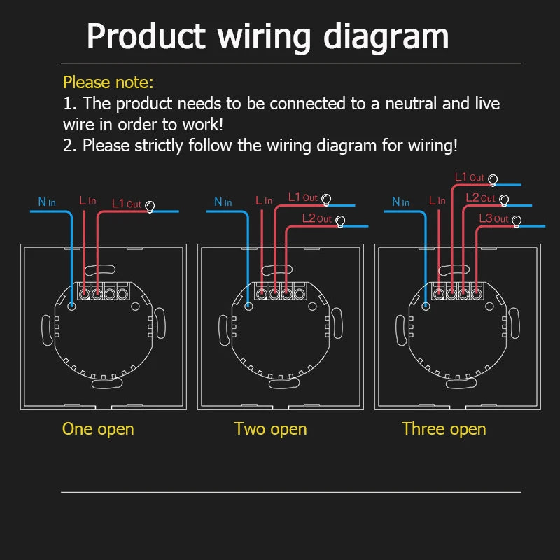 Tuya WiFi Smart Lichtschakelaar – 1/2/3-Gang Touchpaneel met App-bediening voor Alexa & Google Home