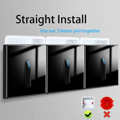 Wallpad Luxe Piano-knop Lichtschakelaar – 1–4 Gang, Gehard Glazen Paneel, 1/2-Weg