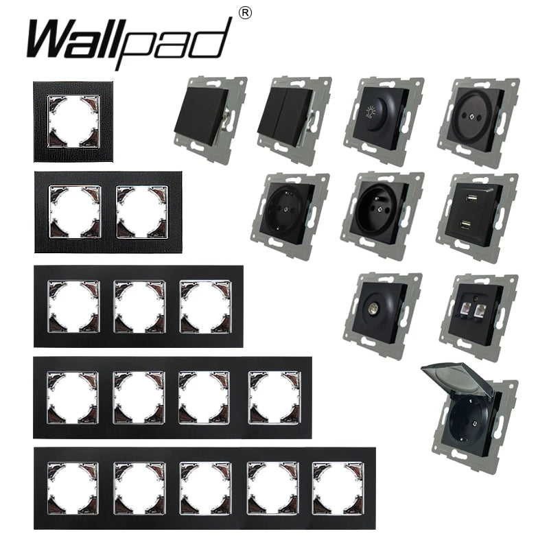 Wallpad Luxe Zwarte Kristalglas Lichtschakelaar – 2-Weg Kruisschakelaar met LED-indicator (110–250V)