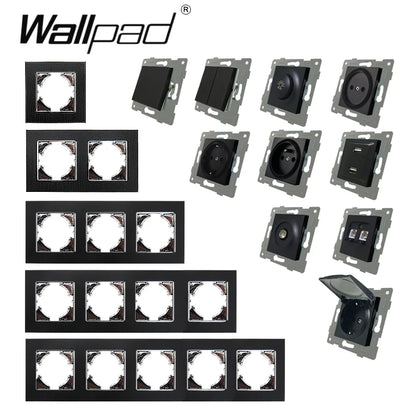 Wallpad Luxe Zwarte Kristalglas Lichtschakelaar – 2-Weg Kruisschakelaar met LED-indicator (110–250V)