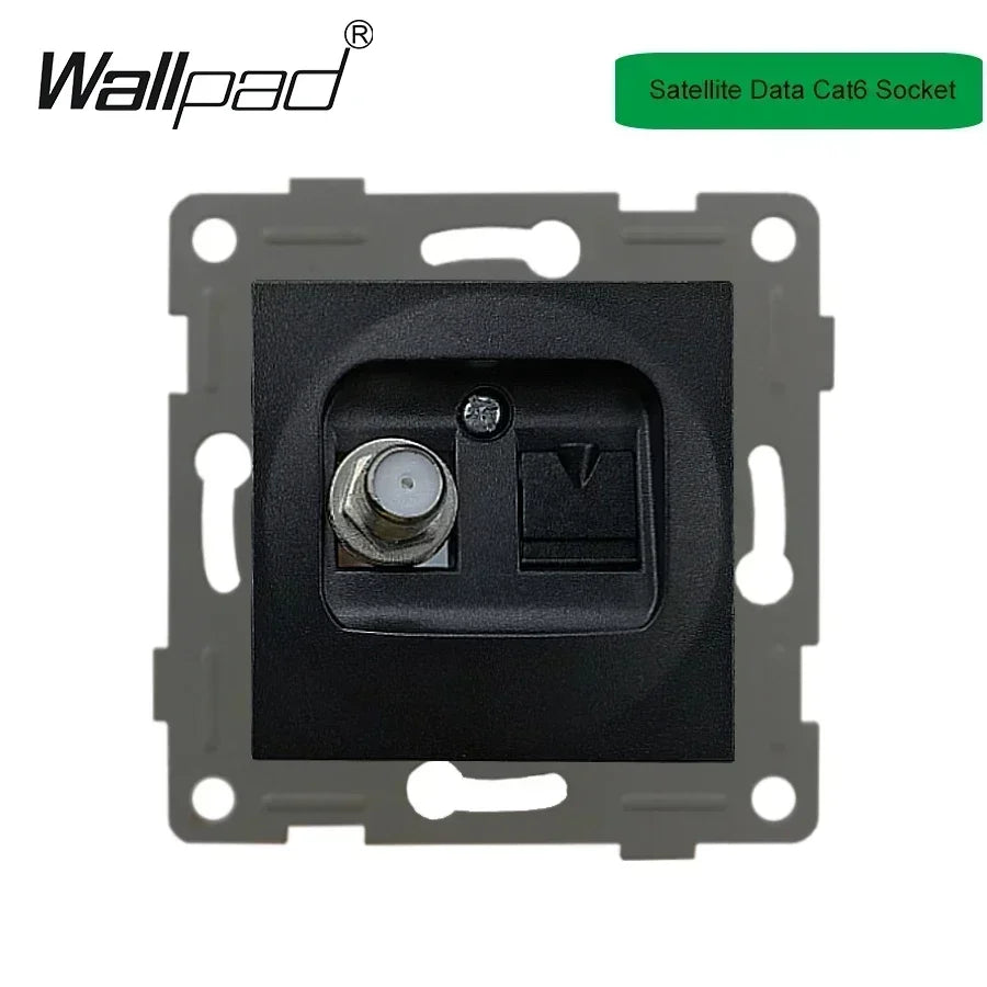 Wallpad Luxe Houten EU Stopcontact – Retro Schakelaar met USB, TV & Datapoort (110–250V)