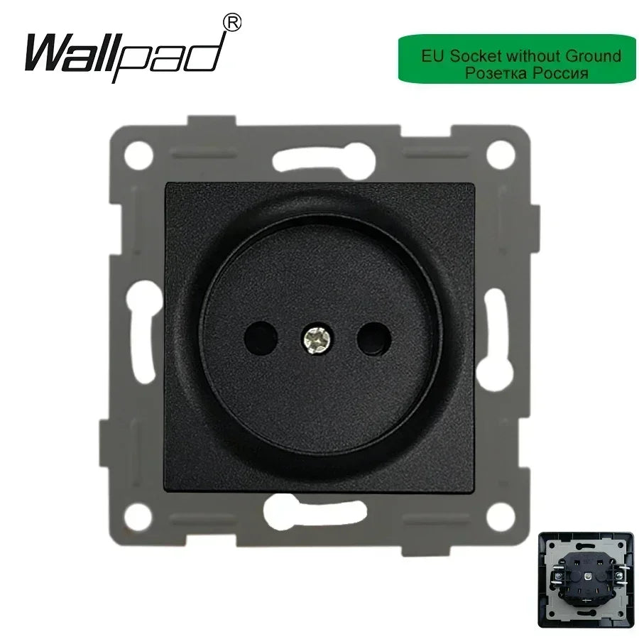 Wallpad Luxe Houten EU Stopcontact – Retro Schakelaar met USB, TV & Datapoort (110–250V)