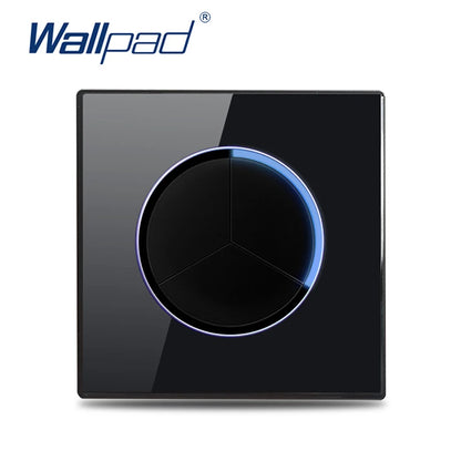 Wallpad Luxury Glass Light Switch – 1/2/3/4 Gang Round Design with LED Indicator (110–250V, 16A)