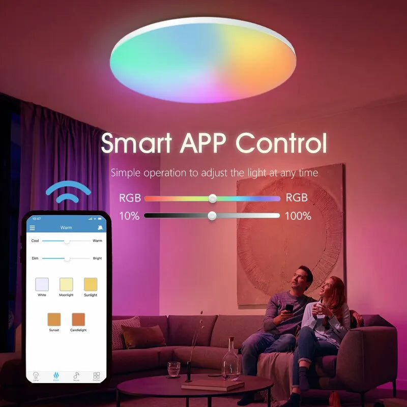 BENEWTON Smart RGB &amp; CCT LED Ceiling Light – App Control &amp; Remote Control (18–54W)