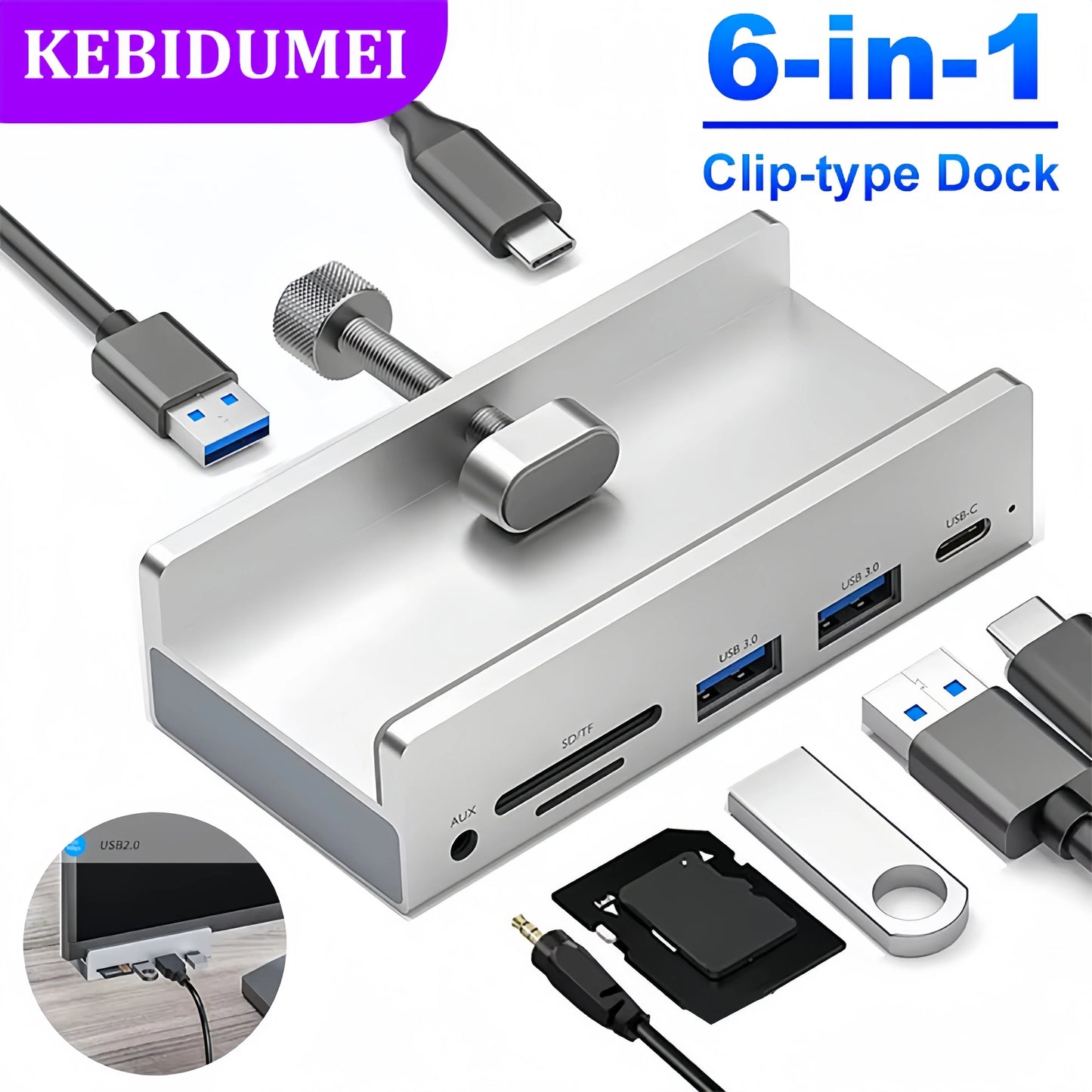 6-in-1 USB 3.0 HUB met voeding – hoge snelheid 5Gbps