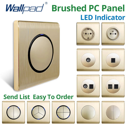 Wallpad Luxe 1–4-Gang Lichtschakelaar met Blauw LED & Geïntegreerd Stopcontact (TV/RJ45/TEL)