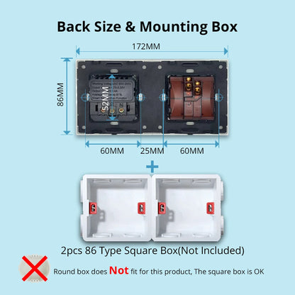 Wallpad Luxe Zwart Acrylpaneel met Gouden Rand – Dimmer, USB-oplader & Stopcontact (5–8 Modules)