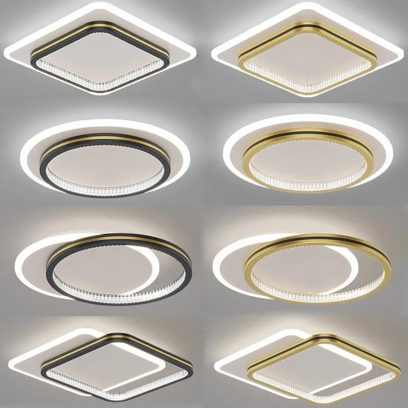 Modern LED ceiling lamp with crystal lampshade – round or square
