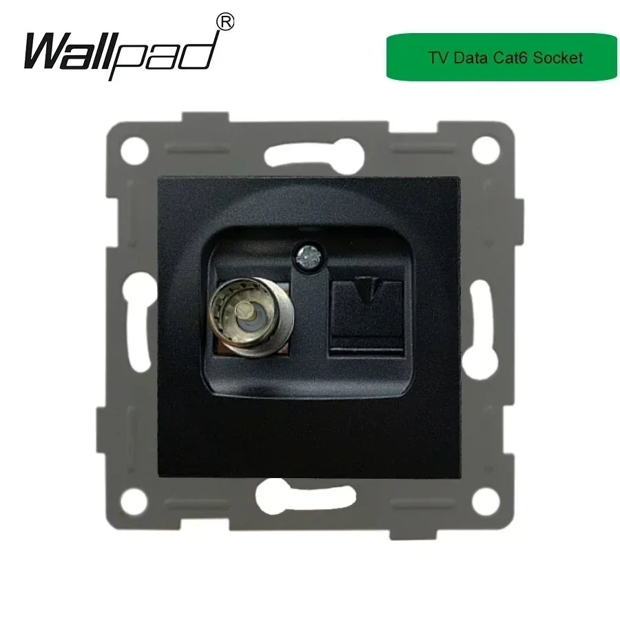 Wallpad Luxe Houten EU Stopcontact – Retro Schakelaar met USB, TV & Datapoort (110–250V)