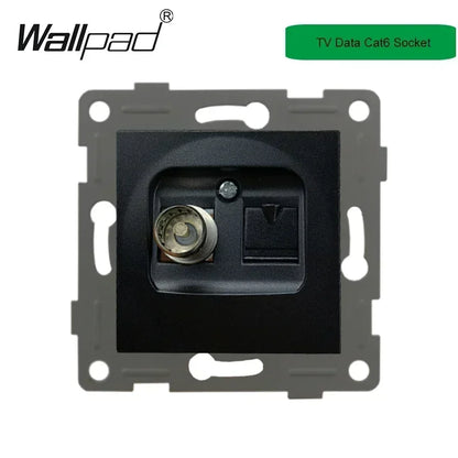 Wallpad Luxe Houten EU Stopcontact – Retro Schakelaar met USB, TV & Datapoort (110–250V)