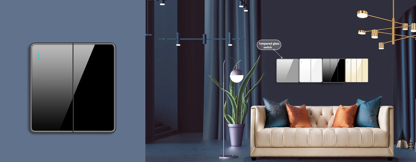 Depo Guye Glazen Lichtschakelaar – 1/2/3/4-Gang Touchpaneel met LED-indicator (110–250V)