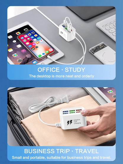 USB Power Strip Phone Charger Universal Adapter MultiPort Head Socket EU Plug Wall Charger For Iphone Xiaomi Socket HUB Splitter