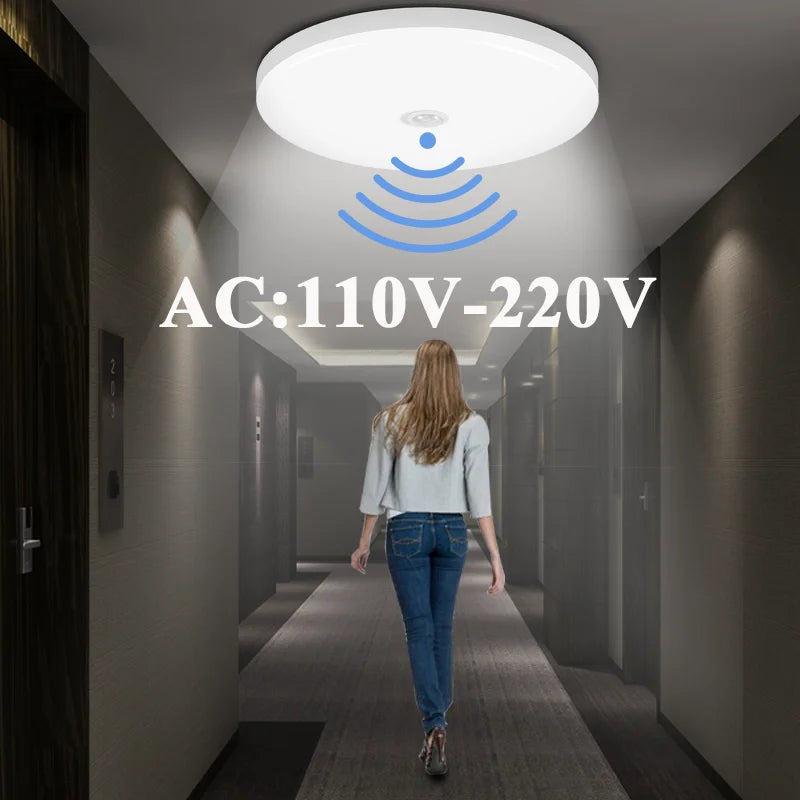 LED Ceiling Light with Motion Sensor (PIR) – 110/220 V Surface-Mounted