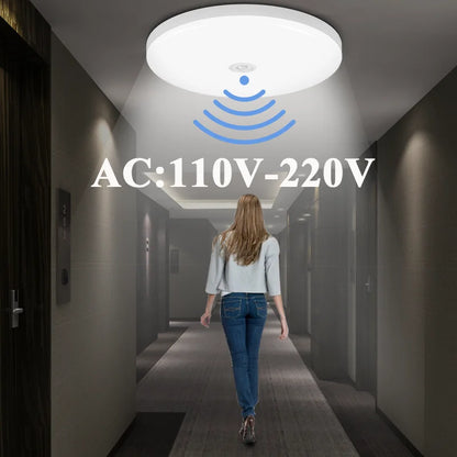 LED Ceiling Light with Motion Sensor (PIR) – 110/220 V Surface-Mounted