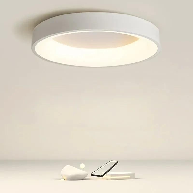 Nordic modern round LED ceiling lamp – black, white or gray.