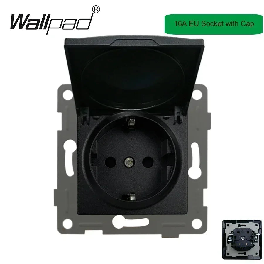 Wallpad Luxe Houten EU Stopcontact – Retro Schakelaar met USB, TV & Datapoort (110–250V)