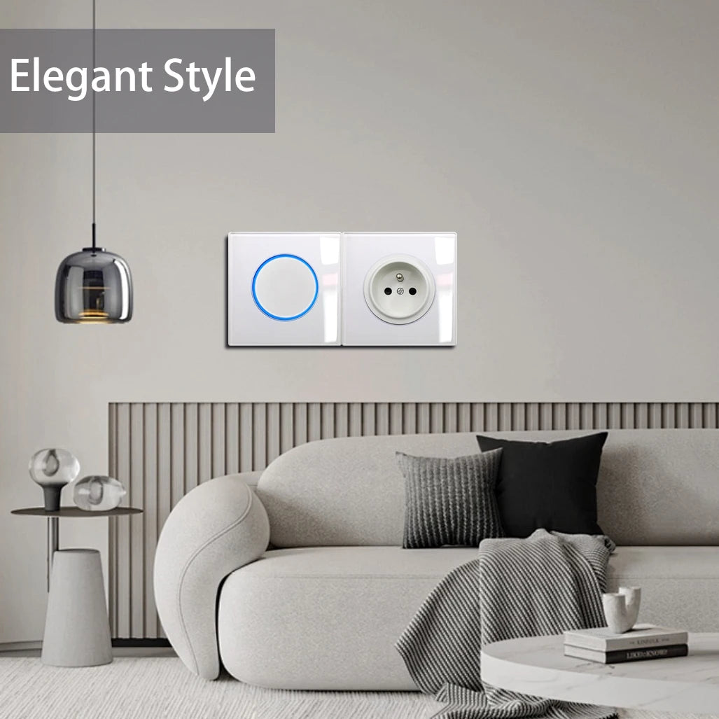 Wallpad Luxury Glass Light Switch – 1/2/3/4 Gang Round Design with LED Indicator (110–250V, 16A)