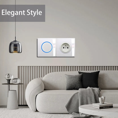 Wallpad Luxury Glass Light Switch – 1/2/3/4 Gang Round Design with LED Indicator (110–250V, 16A)