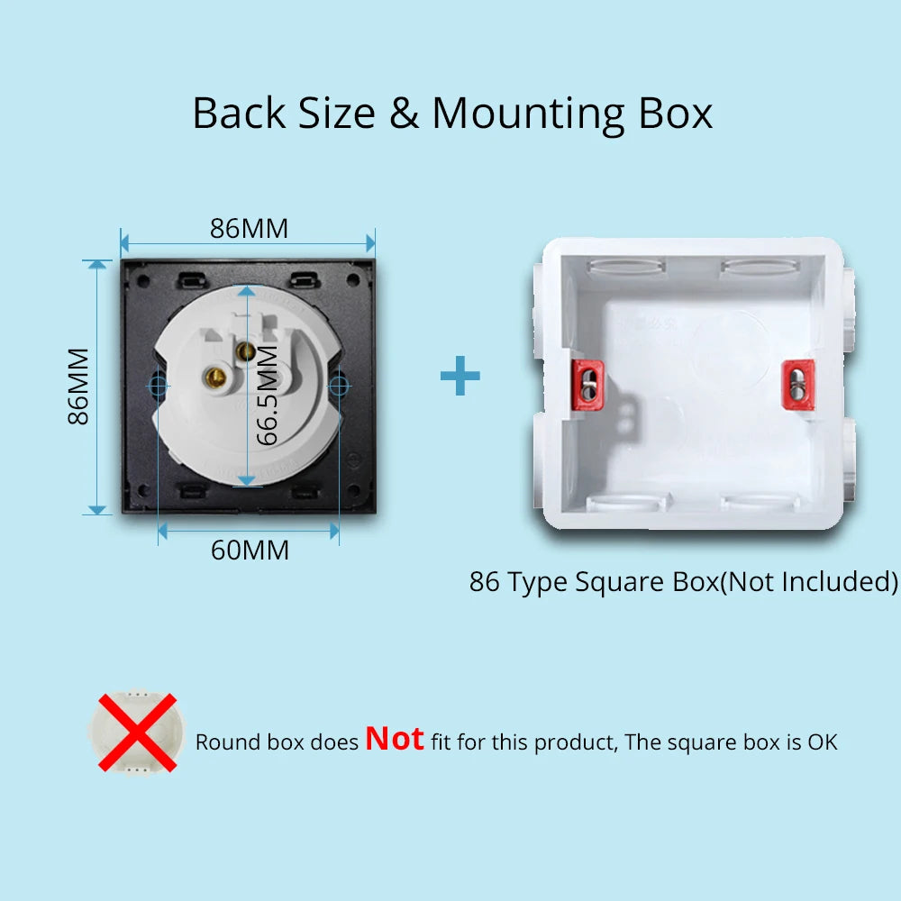 Wallpad Luxe 1–4-Gang Lichtschakelaar met Blauw LED & Geïntegreerd Stopcontact (TV/RJ45/TEL)