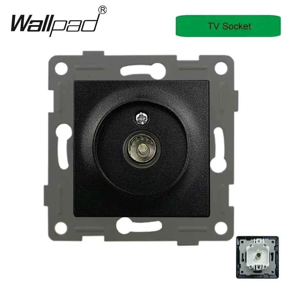 Wallpad Luxe Houten EU Stopcontact – Retro Schakelaar met USB, TV & Datapoort (110–250V)