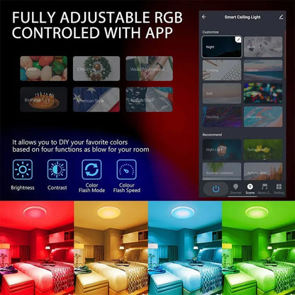 Tuya WiFi Slimme RGB LED Plafondlamp – Dimbaar, App-bediening & Spraakbesturing (Alexa & Google)