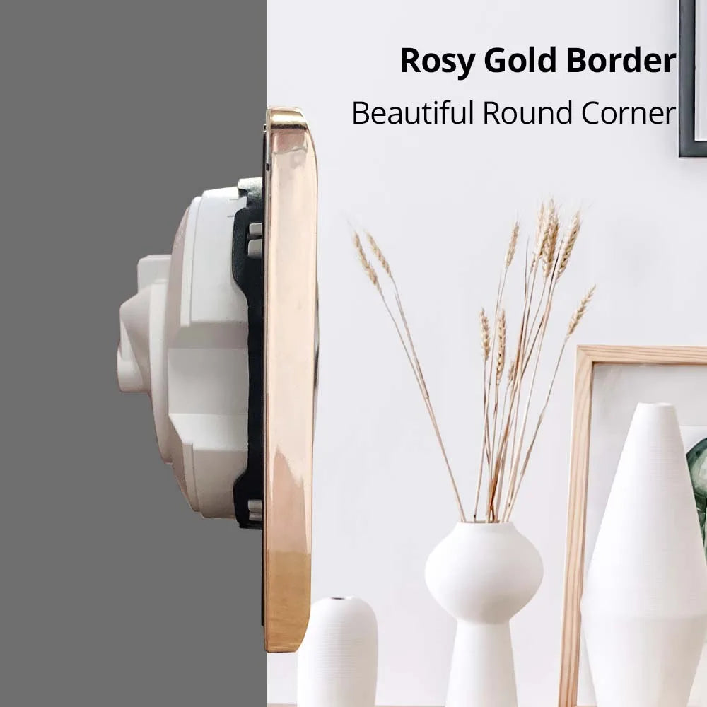 Wallpad Luxe 1–4-Gang Lichtschakelaar met Blauw LED & Geïntegreerd Stopcontact (TV/RJ45/TEL)