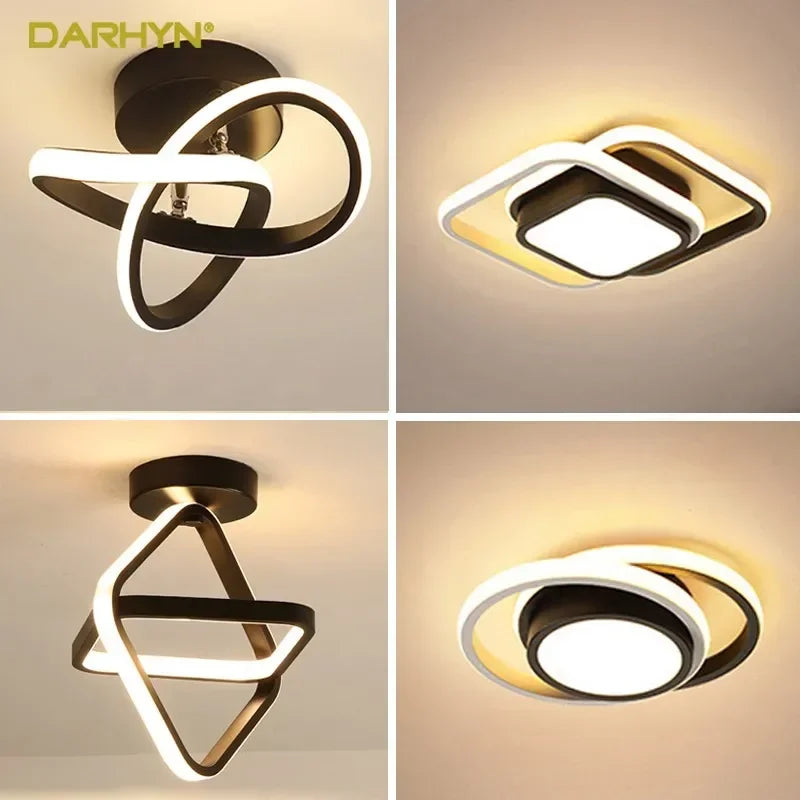 DARHYN Small Modern LED Ceiling Lamp – Creative 2-Ring Design, Aluminum &amp; Acrylic