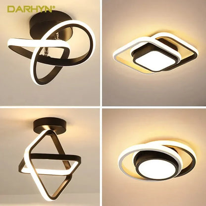 DARHYN Small Modern LED Ceiling Lamp – Creative 2-Ring Design, Aluminum &amp; Acrylic